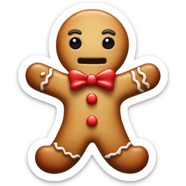 Gingerbread man with red bow and cute eyes sticker