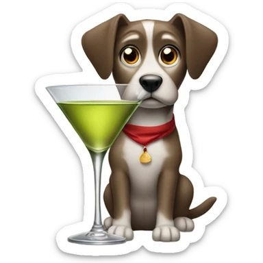 A dog drinking a martini sticker
