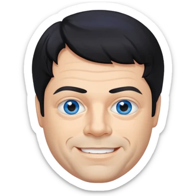 Oliver Reed with black hair, blue eyes sticker