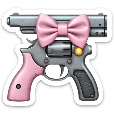 Gun with a light pink bow sticker