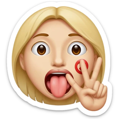 Tongue in between peace sign  sticker