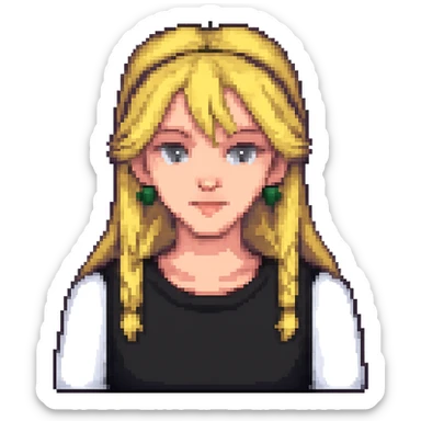 Make the lazy eye more obvious in the style of pixel art. Keep the pixel art style but note that pixel art style does not support text editing, so use a general style editor while respecting the pixel art look. Remove the background. sticker