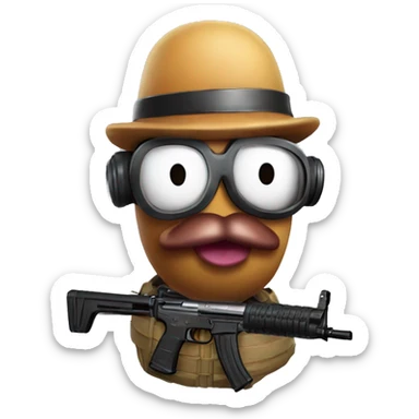 mr potato head with level 3 pubg helmet and guns sticker