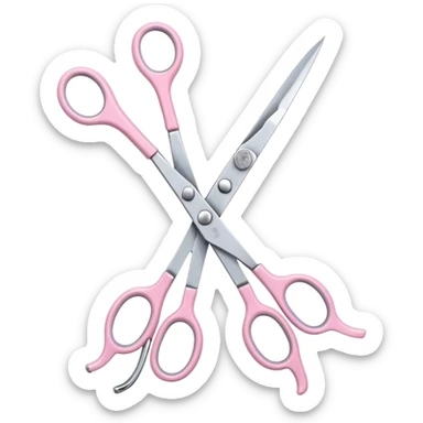 open hairdressing scissors pastel pink handles sticker