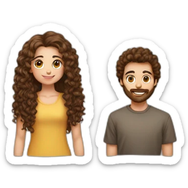 Couple garçon cheveux brun et fille long cheveux brun bouclé sticker