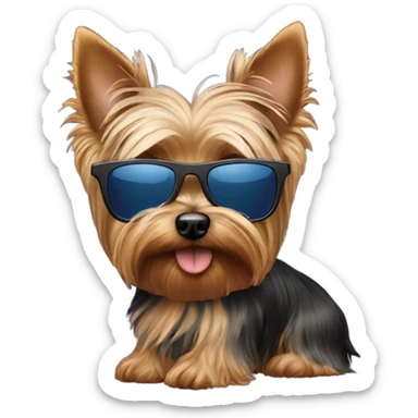 Yorkie wearing sunglasses sticker