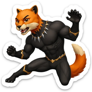 A black panther but it is killing orange colored fox sticker