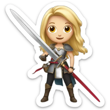 Woman blonde with sword and rabbit sticker