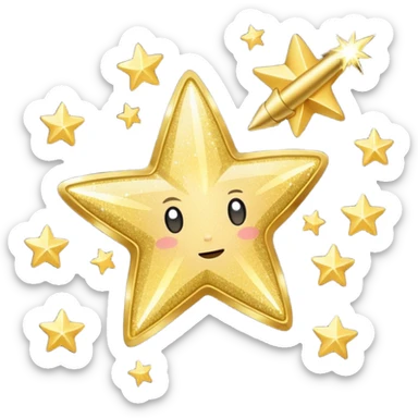 shooting star gold colored glitter  sticker