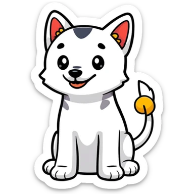 a dog with a half-human body, cartoon sticker style sticker