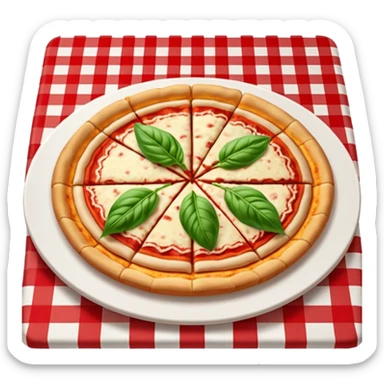 Margarita pizza on a Italian restaurant table sticker