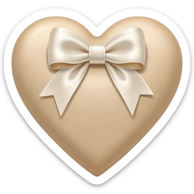 beige heart with white bow sticker