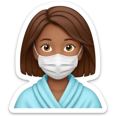 Muchacha castaña con mascarilla y toalla sticker