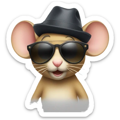 A mouse with sunglasses partying sticker
