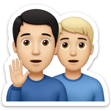 light skin black hair man surprised talking with a light skin and blonde hair man sticker