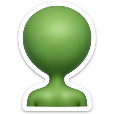 Create a clear rear view of an alien facing away from the viewer in a simple, rounded emoji style with no background. sticker