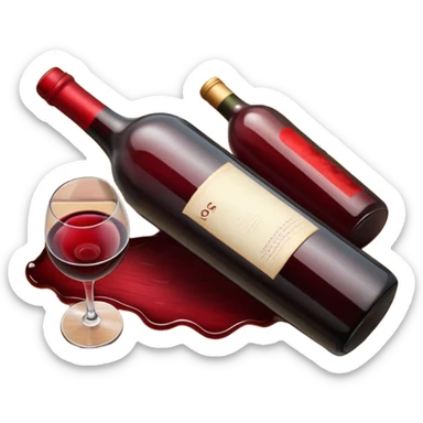 a wine bottle lying on its side rolling on the floor sticker