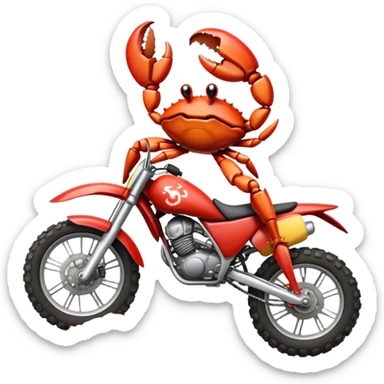 Crab riding dirt bike kicking up dirt sticker