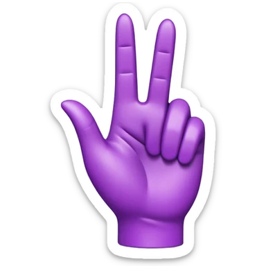 A 3D emoji-style human hand making a ‘pointing up with one finger’ gesture. The entire hand is colored in vibrant purple, with smooth glossy texture, simple shading, and no background. sticker