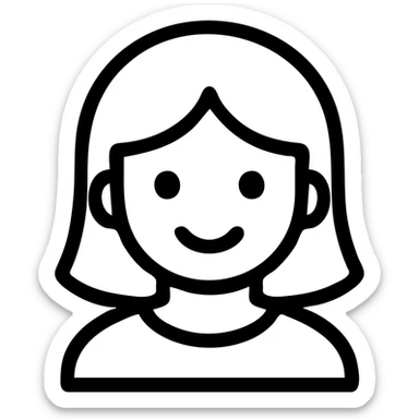 icon of a female character named Nika, round face, friendly expression, outlined style sticker