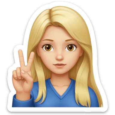 Girl with long blonde hair and hazel eyes giving you the one middle finger sticker