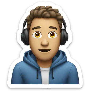 man with blown mind wearing headphones and using the computer sticker