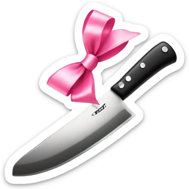 Black butcher knife with cute pink bow sticker