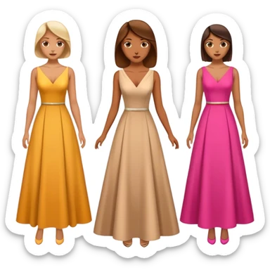 Woman choosing between two dresses sticker