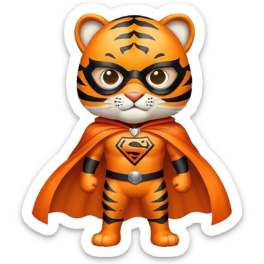 Superhero tiger with cape and mask sticker