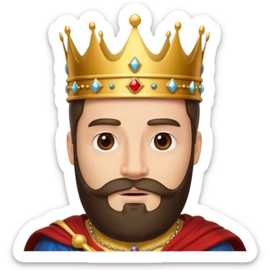 King with crown and beared with white background  sticker