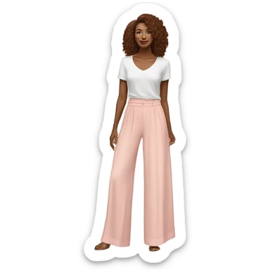 Realistic isolated pair of high waist long wide leg dressy casual pants in pink sticker