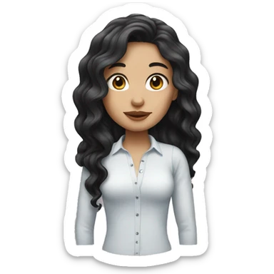 White girl with long black wavy hair sticker