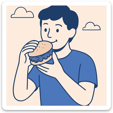 person eating sloppy joe sticker