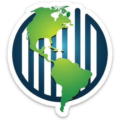 Clean minimalistic logo on 3:2 ratio canvas with circular motif. Inside circle: barcode transitioning into globe. Soft gradients of green and blue suggesting sustainability and trust. Sleek, professional, contemporary style focused on simplicity. sticker