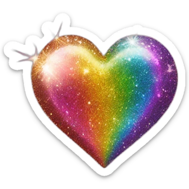 Rainbow glitter sparkle heart sticker