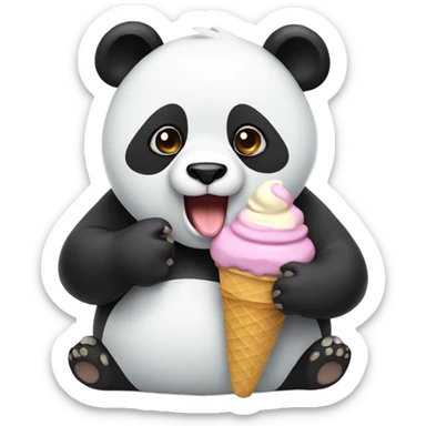 Panda eating ice cream sticker