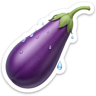 make the eggplant longer and thinner and make the water misty I still want water to come out of the stem sticker