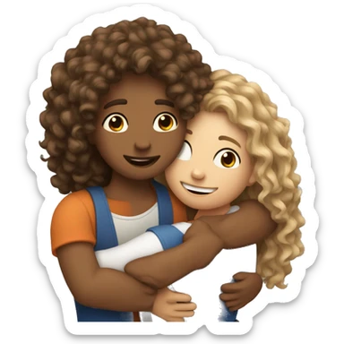 Hug two dutch bestfriends one with long curly hair sticker