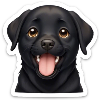 Cinematic Cute Yawning Black Labrador Portrait Emoji, Head tilted slightly with a dramatic, wide-open yawn, showcasing a smooth black Fur with a velvety texture, floppy ears slightly drooping, round brown eyes barely open in drowsy contentment, Simplified yet irresistibly adorable features, highly detailed, glowing with a soft, cozy glow, high shine, relaxed yet expressive, stylized with a touch of whimsy, bright and endearing, soft glowing outline, capturing the essence of a sleepy yet affectionate companion, so drowsy it feels like it could stretch out of the screen and curl up for a nap! sticker