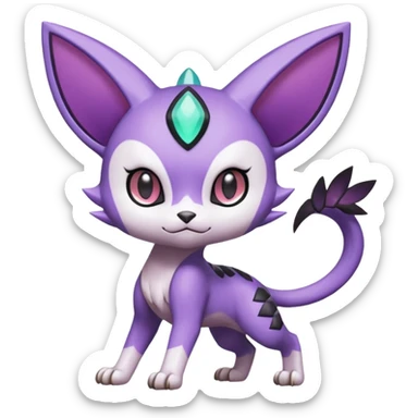 Meloetta-Purrloin-Noibat-Gatomon-Trico-Pokémon-Digimon-Fakémon-fusion-hybrid-creature sticker