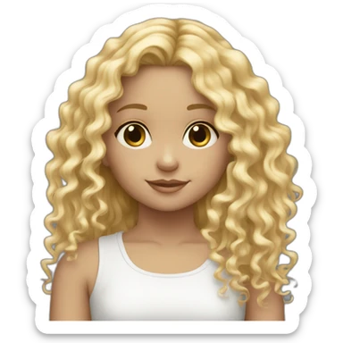 white little girl curly blonde long hair sticker