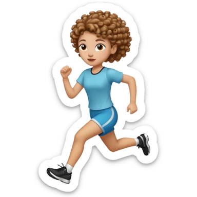  curly 
updo hair brown hair girl running sticker