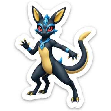 Umbreon-Lucario-Salandit-Zeraora-fusion, full body sticker