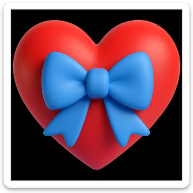Make the red heart emoji wear a bow in a style similar to 3d-emoji sticker