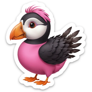 pink puffin wind gust sticker