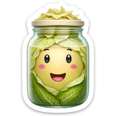 Sauerkraut Cinematic Realistic Sauerkraut Dish Emoji, depicted as tangy fermented cabbage neatly served in a traditional jar, rendered with vibrant textures and crisp, natural lighting. sticker