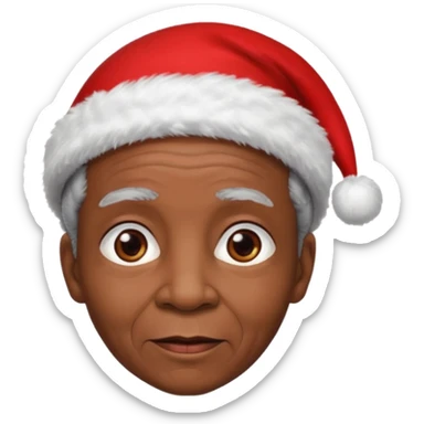 black elderly with red xmas hat sticker