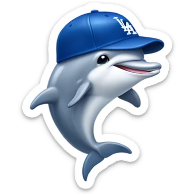 Dolphin with Los Angeles Dodgers cap  sticker
