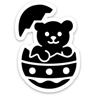 Change the Easter egg to a single solid green color and make the gummy bear entirely red, keep the style and background transparent. sticker