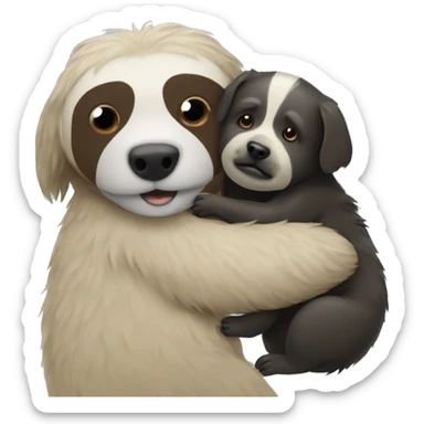 Sloth petting a Newfoundland dog sticker